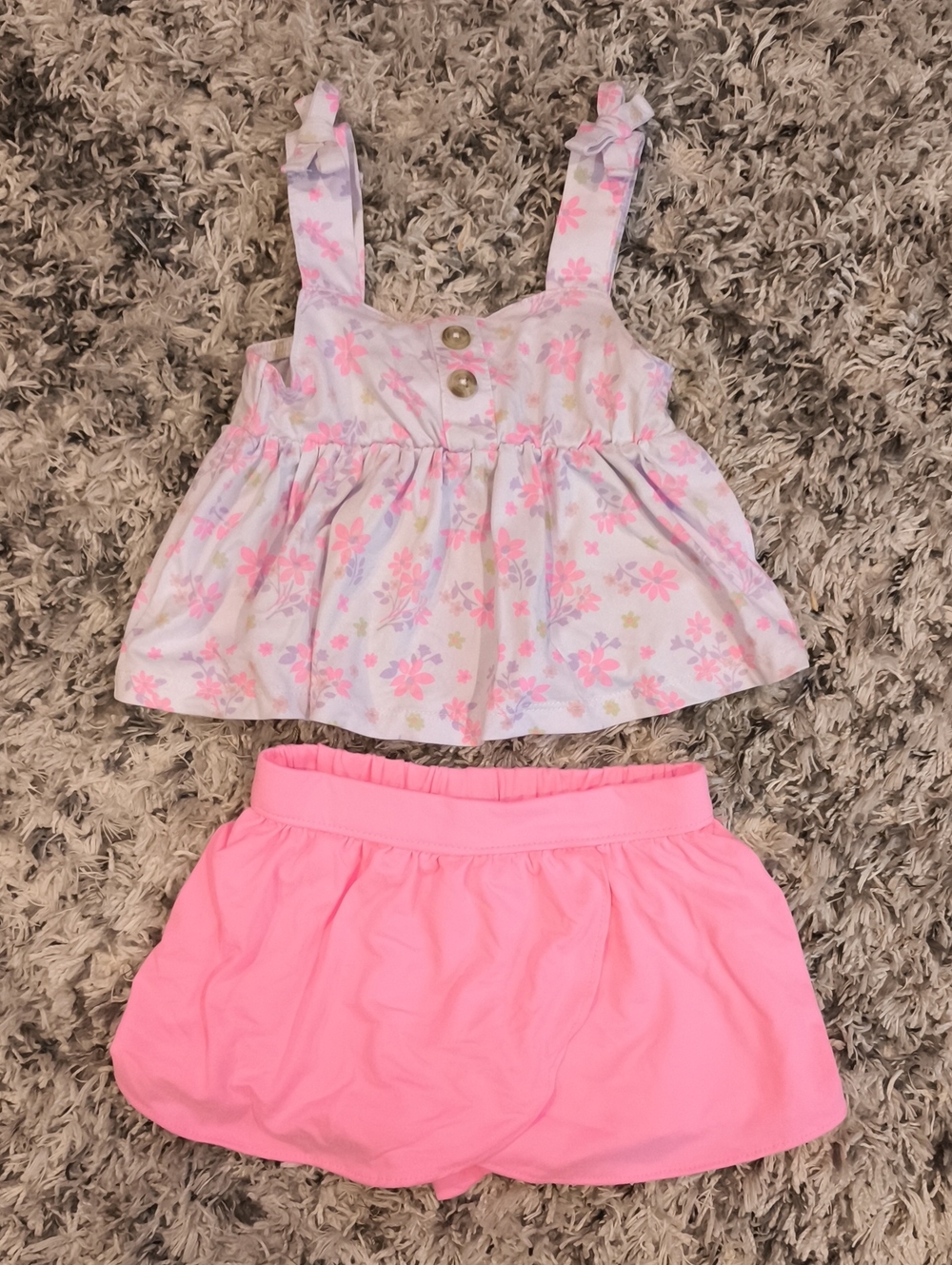Little Lass 2T Girls Floral Tank Top & Pink Skort Set